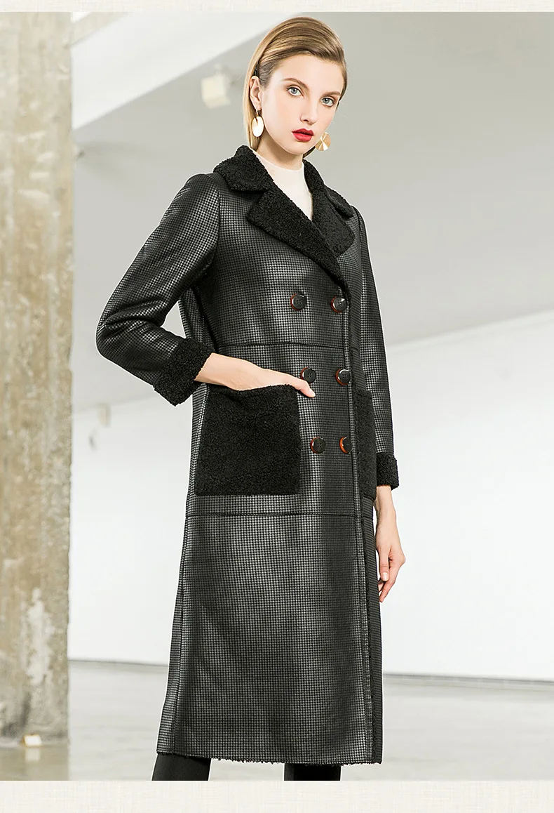 Искусственный мех пальто дамы осень зима теплая кожаная куртка для женщин длинный двубортный манто femme верхняя одежда LX2598
