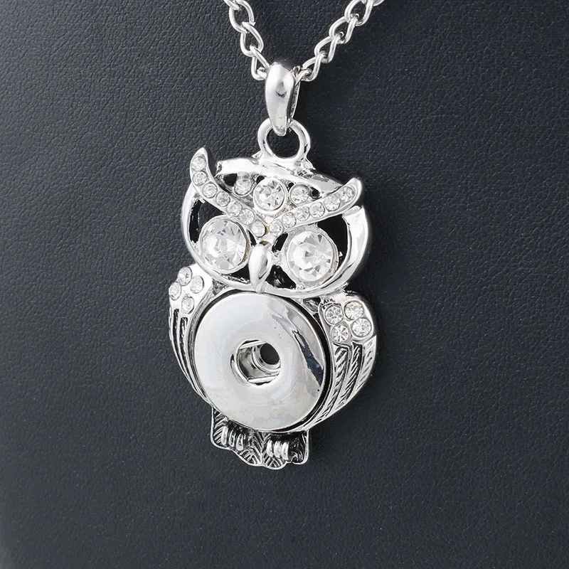

Fashion Jewelry Xinnver Snap Necklace 55CM Link Chain Classic Owl Pendant Fit DIY 18MM Buttons Fine Jewelry ZG072