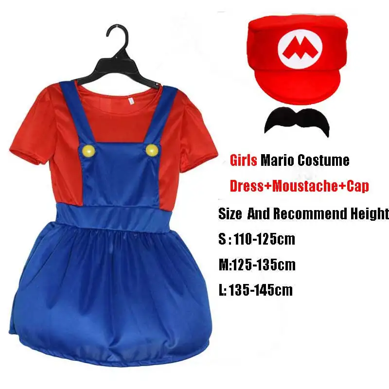Женское платье для девочек; костюм аниме «Super Mario Luigi»; вечерние платья для мамы и дочки; рождественские вечерние платья для косплея «Super Mario Bros» - Цвет: Girls Red