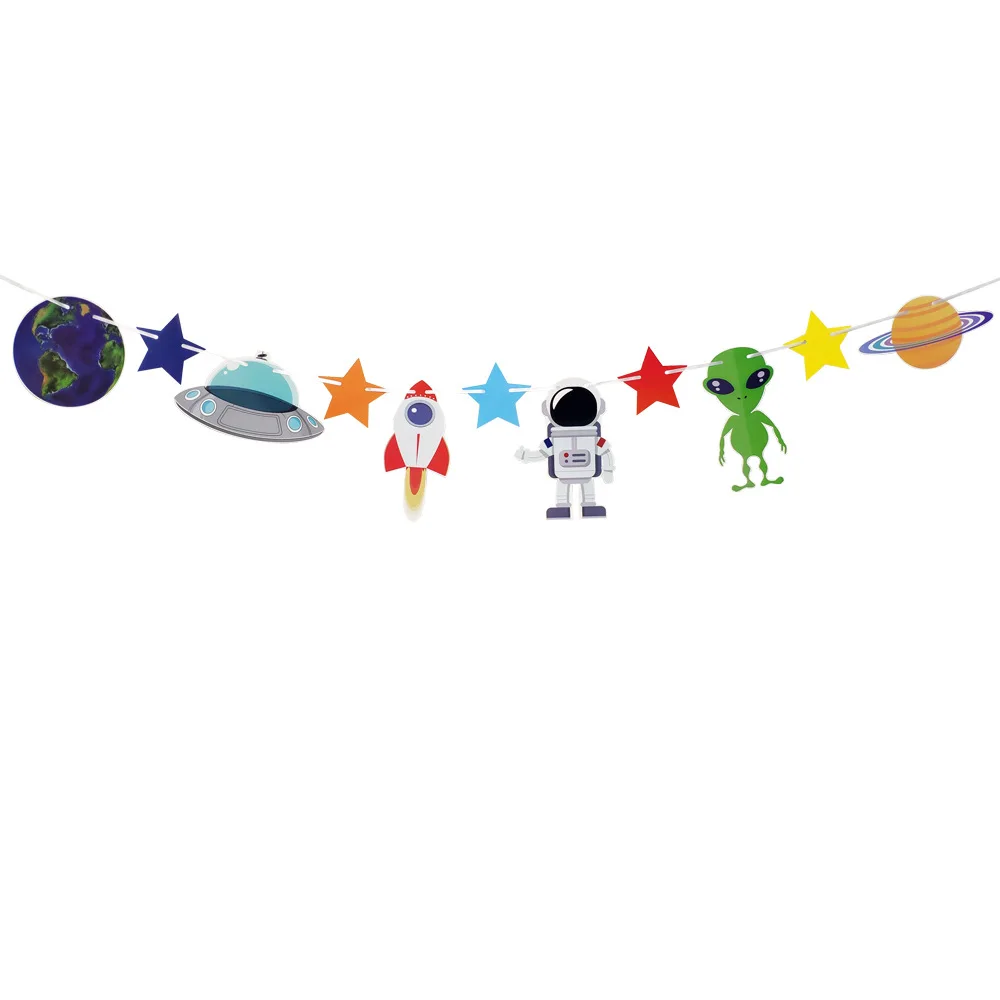Rocket планета астронавт фон для фотосъемки гирлянда баннер гирлянда "С Днем Рождения вечерние поставки Baby Shower украшения