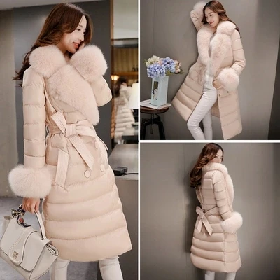 High quality 2019 White duck down 95% Slim Down clothes coat New Korea Ms Winter jacket Warm Fur collar Elegant down Coat Women