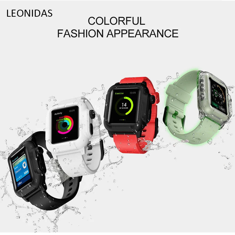 Светящийся силиконовый спортивный ремешок для Apple Watch водонепроницаемый чехол 42