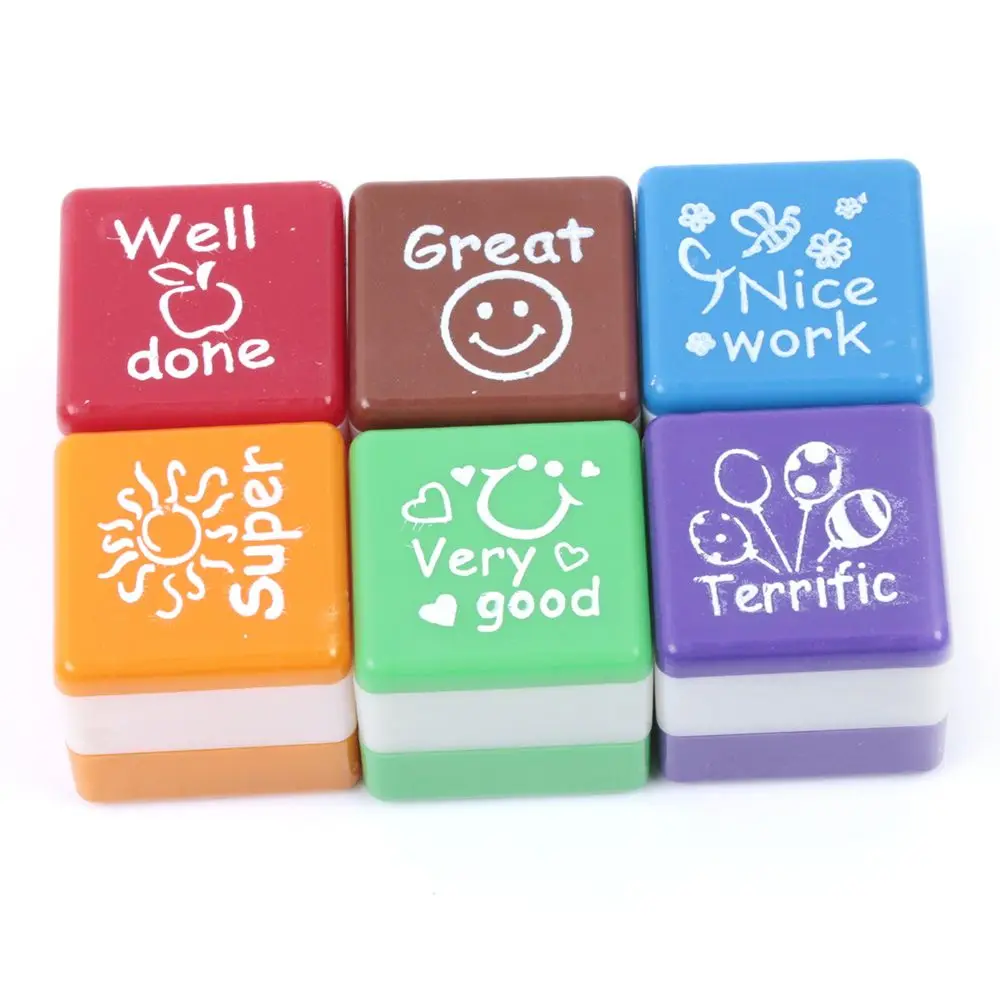 

Cute Cartoon Kids Stamp Set Motivation Sticker School Scrapbooking Stamp DIY Teachers Self Inking Praise Stationery set