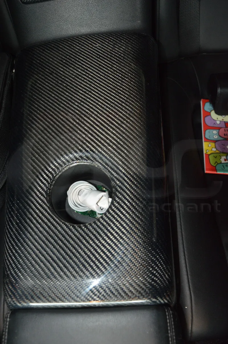 2008-2015 Nissan R35 GTR CBA DBA Rear Armrest Cup Holder Surround Cover Trim DCF Plain Weave Glossy Finish (6)