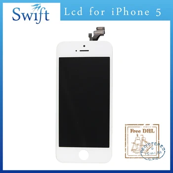 

10PCS/LOT For shenchao iPhone 5 Lcd Screen Black&white 5G Display Assembly With Digitizer Glass AAA Quality Free DHL Shipping