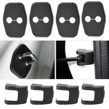 

beler4x Car Door Striker Cover Lock Protector + 4x Door Check Arm Protection Cover Black For Citroen C4 DS Peugeot 308 408 508