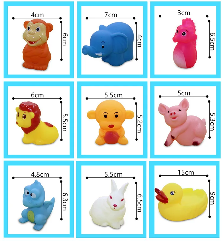 Новинка! 23 животных, милые разноцветные мягкие резиновые плавающие игрушки для купания для детей GYH