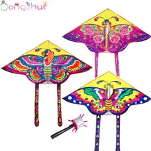 1 шт случайный цвет маленькая бабочка печать классический треугольный воздушный змей уличные Игрушки Летающий детский цветной воздушный змей