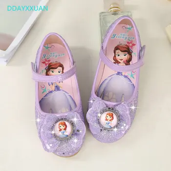 

Glitter Girls Princess Shoes New Spring Summer PU Leather Printed Sofia Girl Wedding Fashion Child Kids Dress Shoes for Girls