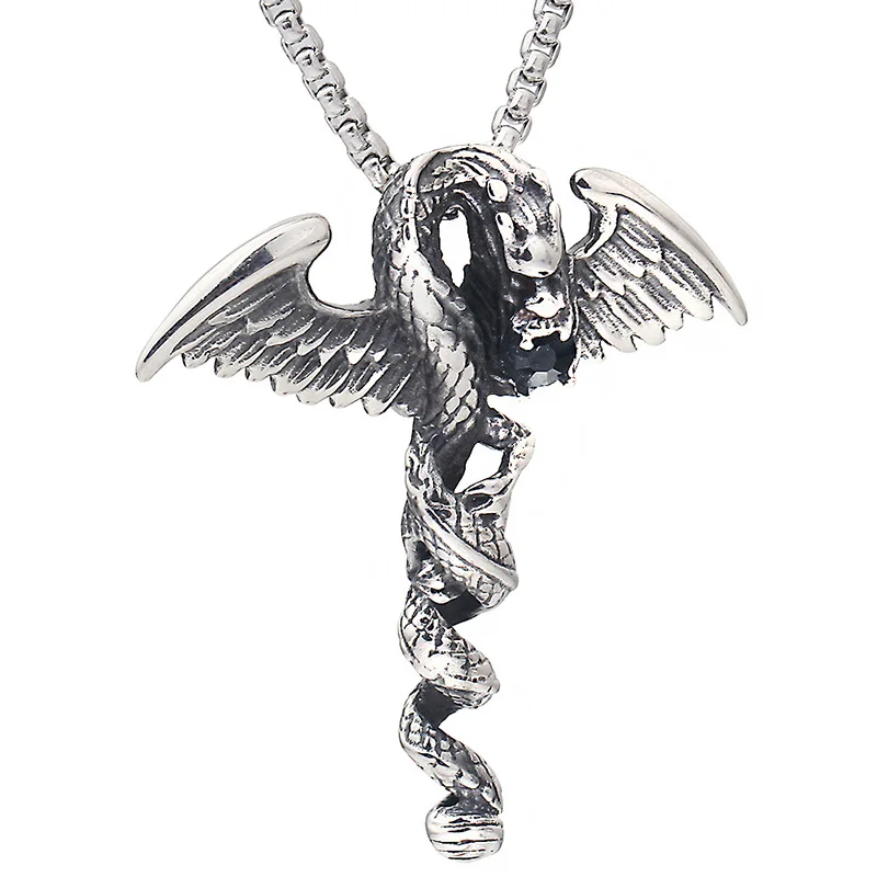 

Biker Cool 316L Stainless Steel Dragon Pendants Necklaces for Men Punk Jewerly Gift