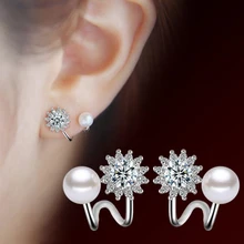 NEHZY-pendientes de plata de ley 925 con perlas de imitación, joyería de moda, con hexagrama simple, para mujeres