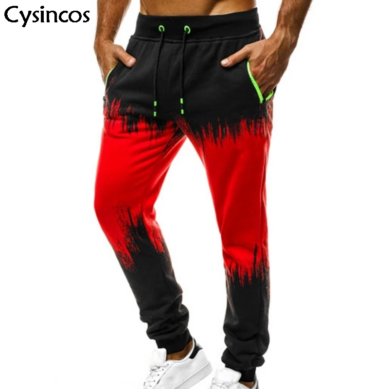 

Cysincos Autumn Men Casual Hip Hop Pants Sports Drawstring Loose Trousers Plus Size Zipper Poceket Sweatpants Pantalones Hombre
