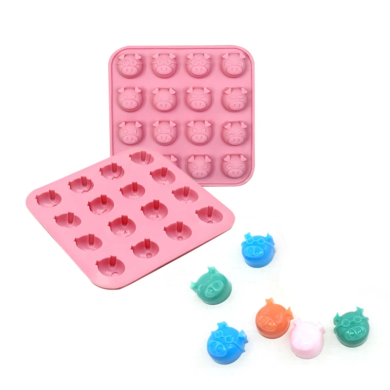 

16 Hole Cute Pig Silicone Chocolate Mold For Candy Jelly Pudding Mould DIY Craft Clay Cake Decoration Tool Nonstick Fondant Mold