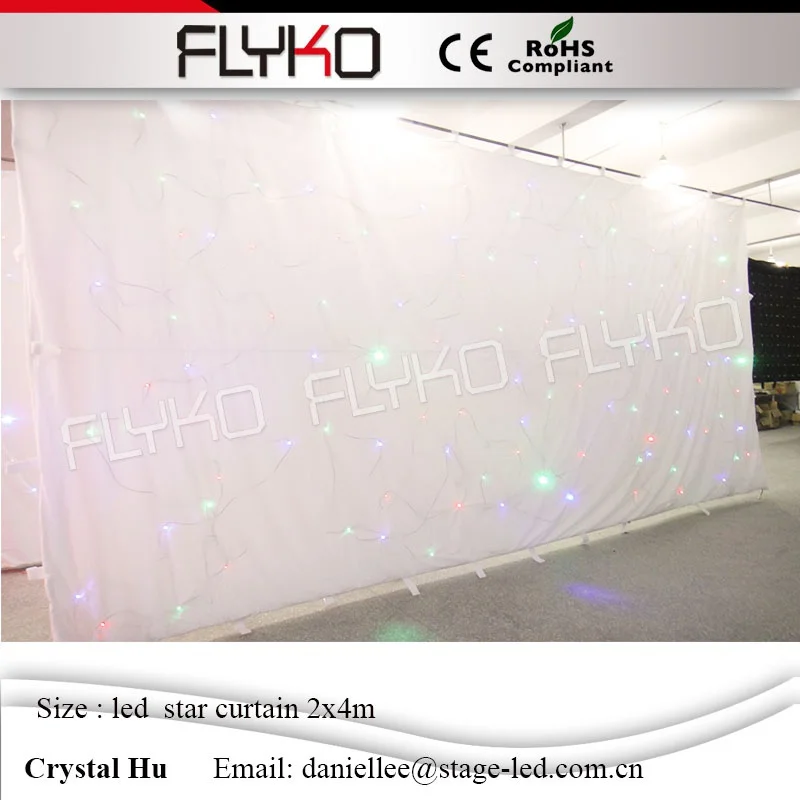 

LED wedding decoration curtain 2mx4m led star curtain soft durable fireproof cloth SD controller with DMX function