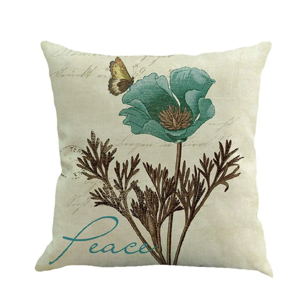 رمي وسادة غطاء الوسادة زهرة مصنع مكتب قطني وسادة وسادة أريكة كيس وسادة غطاء لغرفة المعيشة الديكور