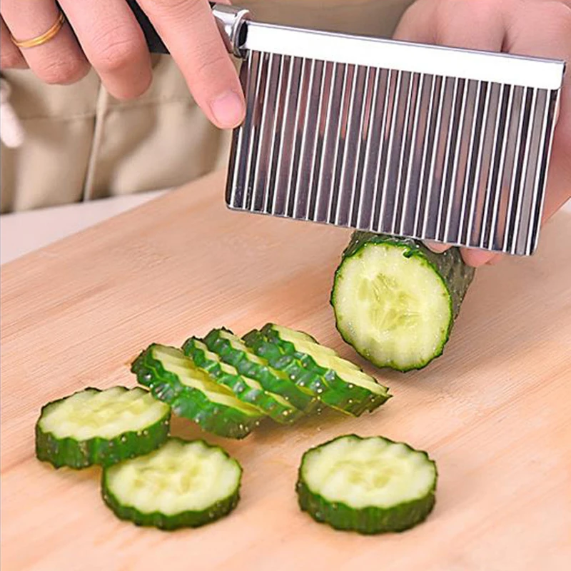 

Hifuar Stainless Steel Potato Cutter Potato Wavy Edged Cutter Vegetable & Fruit Cutter Slicer Kitchen Accessories Gadget Tools