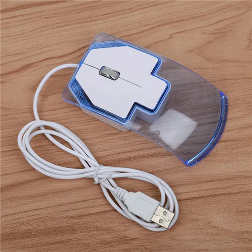 FFFAS милые, прозрачные светодиодные оптическая проводная мышь, светящаяся ночник, маленькая мини-модная мышь для компьютера, ПК, для ноутбуков с USB разъемом - Цвет: Синий