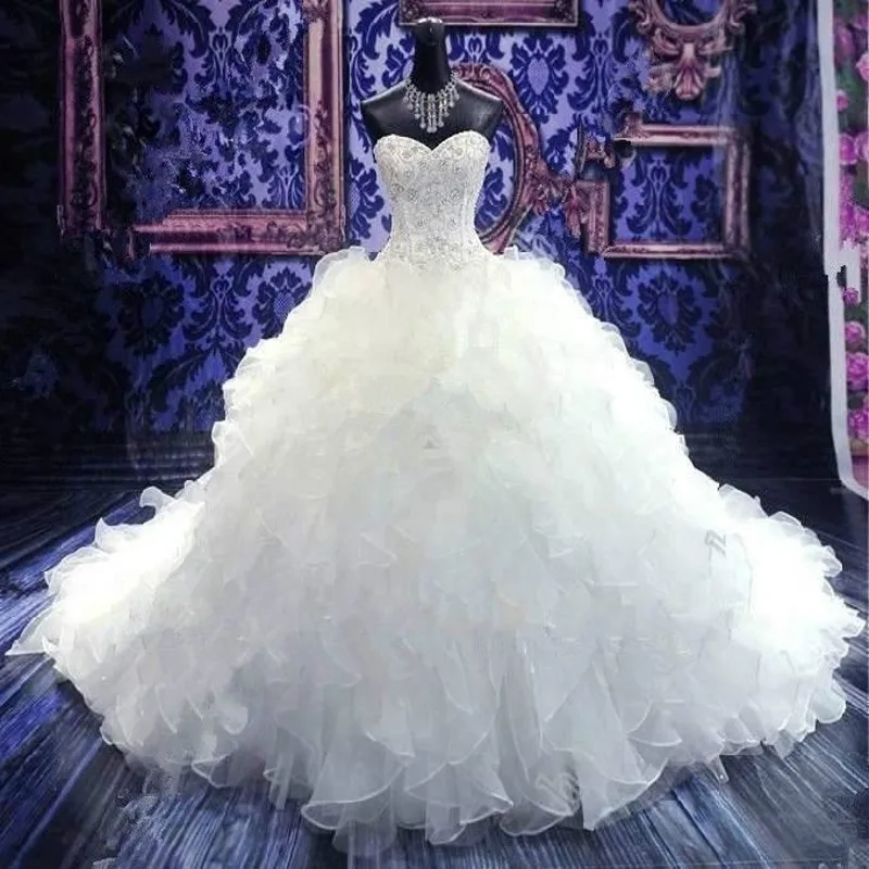 Бразилия Vestido Де Noiva 2016 Дешевые Свадебные Платья Длинные Кружева up Кристалл Китай