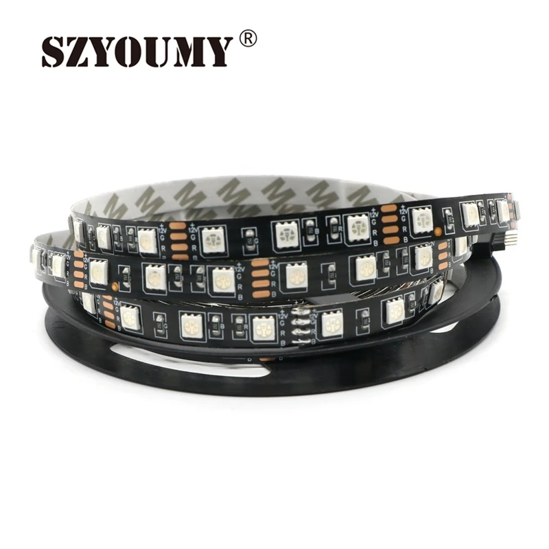 

SZYOUMY 5M DC12V LED Strip 5050 Black PCB 60leds /m IP20 Non-waterproof 5050 LED Strip RGB / White / Warm White