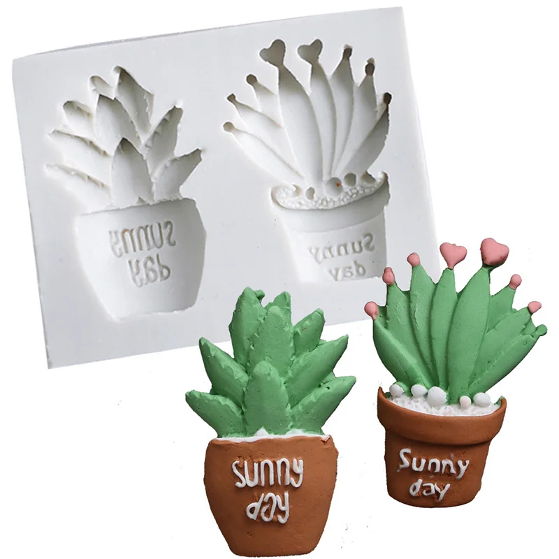 

3D Succulent Plants Fondant Cake Silicone Mold Cactus Cake Decorating Tools Soap Clay Fimo Mold Gum Paste Candy Chocolate Moulds