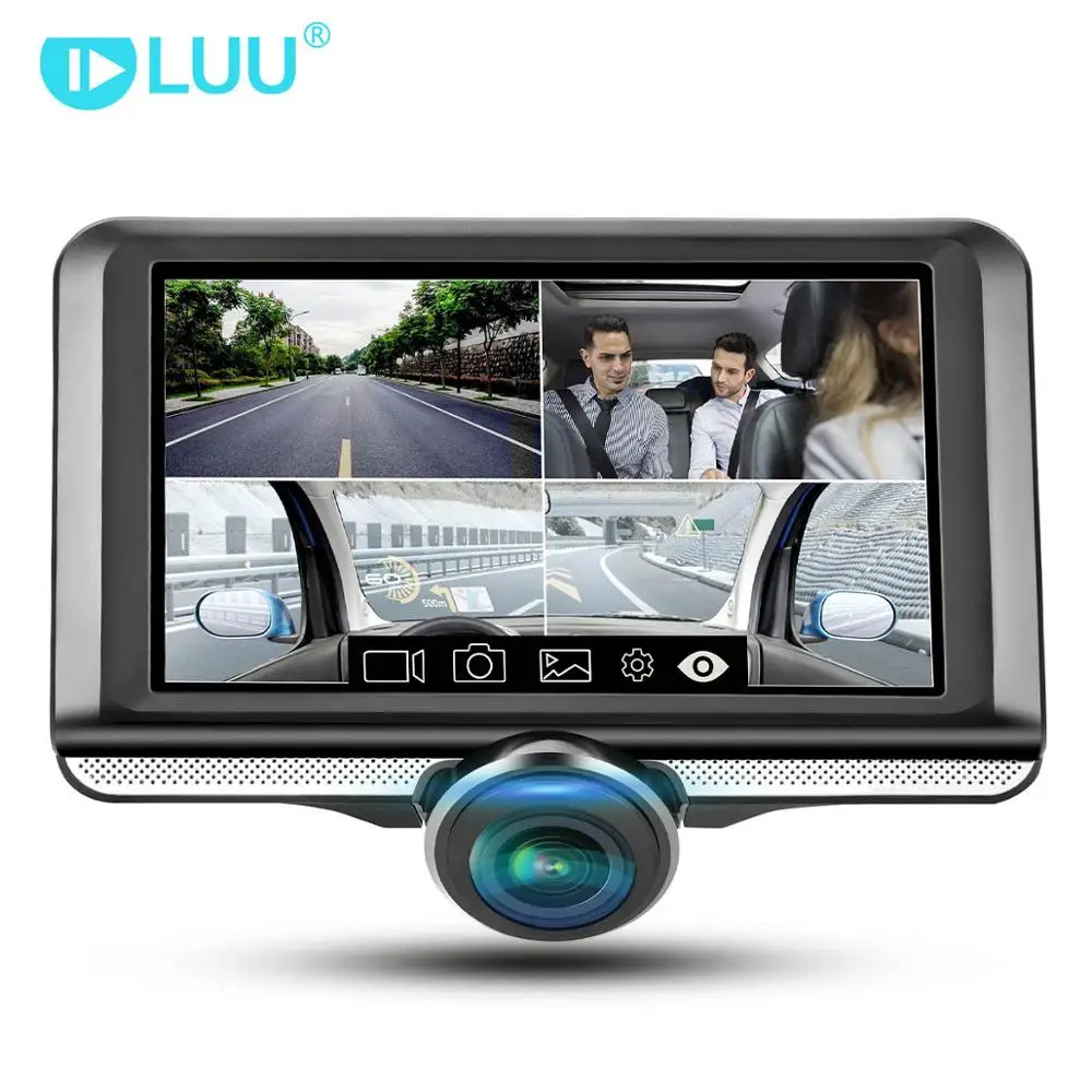 LUU 4,5 ''ips сенсорный экран видеорегистратор 360 градусов Full HD Рыбий глаз объектив Автомобильная dvr камера - Название цвета: no rear camera