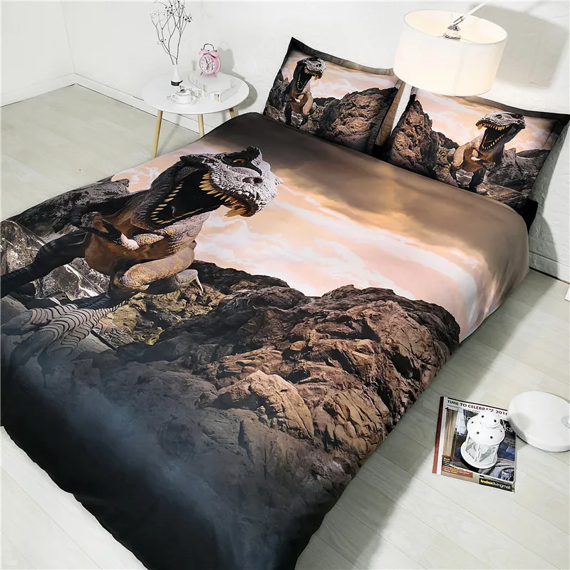 Fanaijia عالية الجودة 3d ديناصور الفراش مجموعة ملكة حجم حاف تغطية مجموعة مع المخدة الملك bedline بوي نوم أفضل هدية