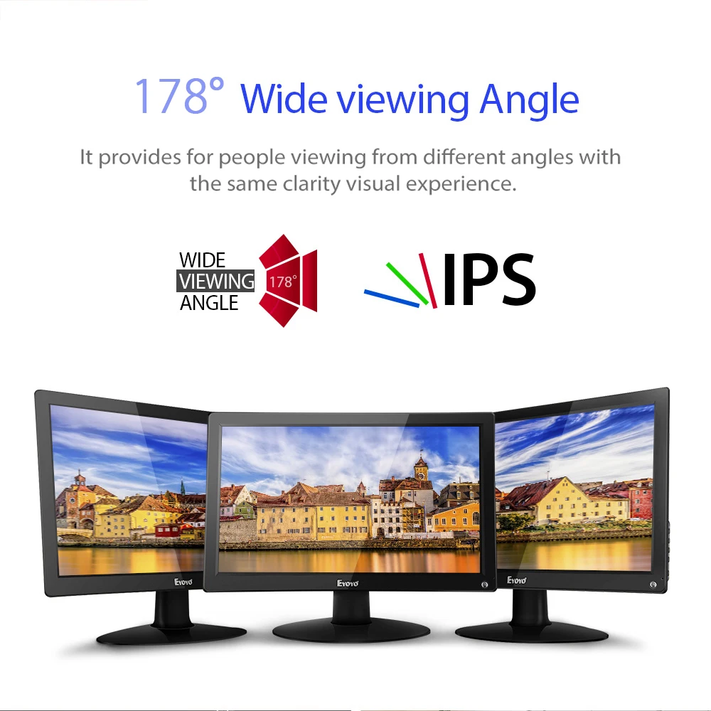 EYOYO 15,6 дюймов 1920x1080 Видео Цвет экран ips ЖК-монитор с высоким разрешением дисплей 178 градусов с AV/VGA/BNC/USB вход для ПК CCTV Cam DVD