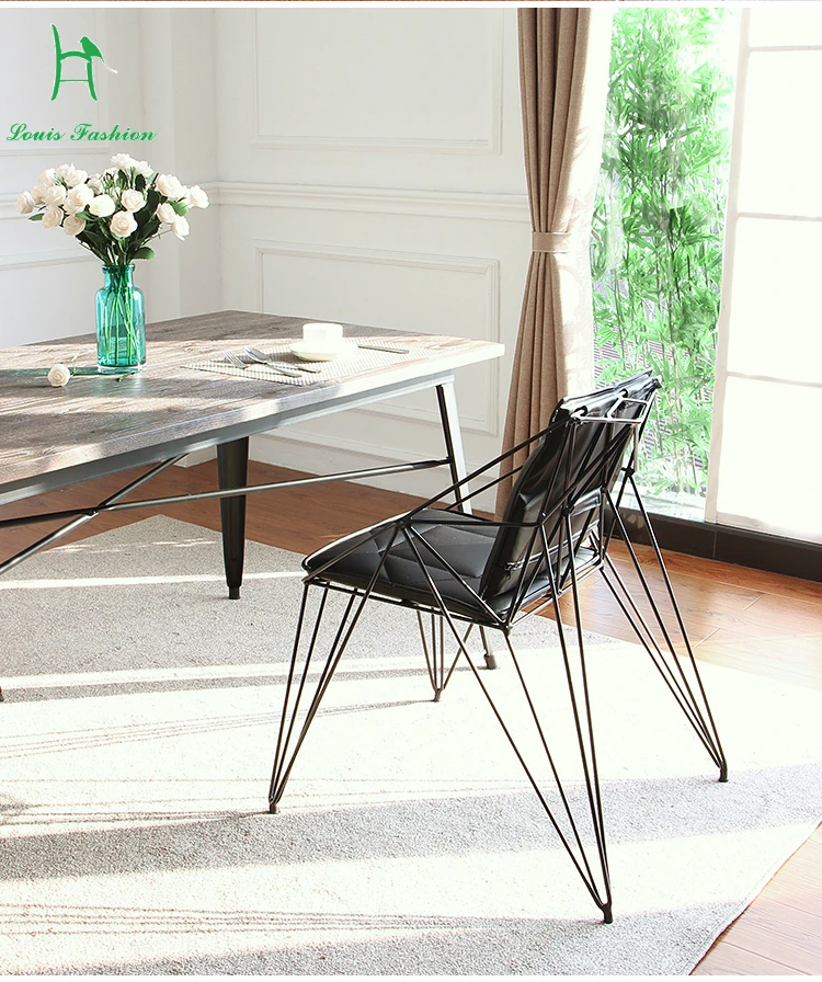 

Louis Fashion Creative Dining Chair Metal Wire Simple Hollow Iron Furniture Industrial Wind Loft Designer Chair