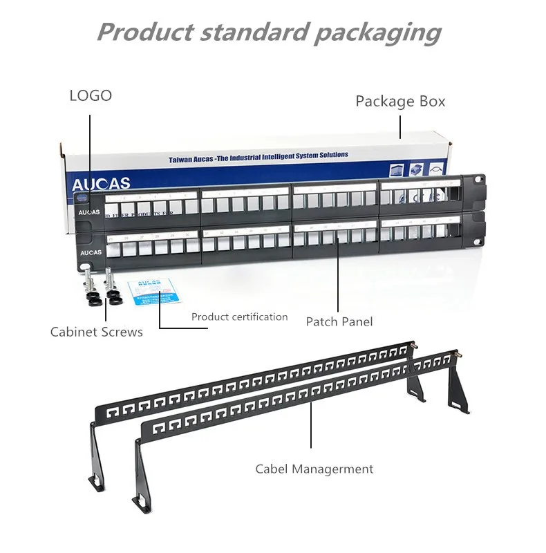 AUCAS 48 портов пустая патч-панель разгрузка Модульная патч-панель пустая рамка с кабельным менеджером бар неэкранированный для модуля 180 градусов