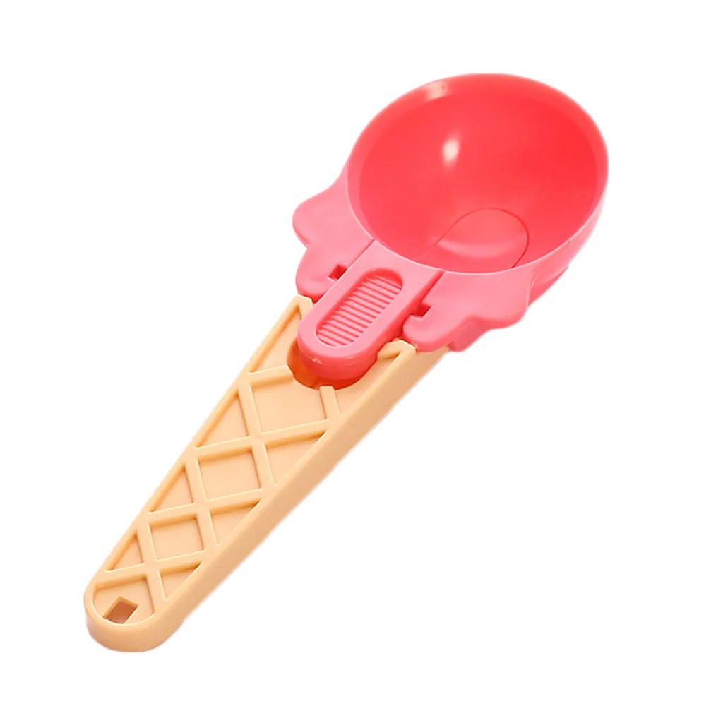 Креативная пластиковая ложка для мороженого, милая конфетная расцветка, фруктовый шар, ледяные шарики, ложка, инструменты для дома, кухни, высокое качество - Цвет: Красный