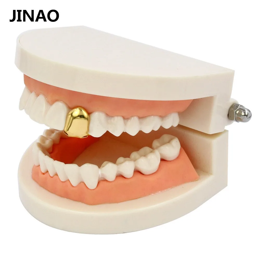 JINAO Золотой Серебряный цвет одного зуба шикарные зубы модный рок-рэпер кепки в стиле хип-хоп верхняя часть формы и нижний зуб Украшения для тела