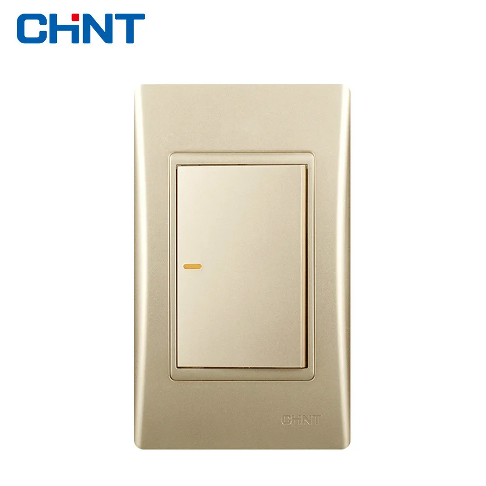 

CHINT Light Switches 120 Type NEW9L Security Steel Frame Wall Switch Socket Golden One Gang Two Way