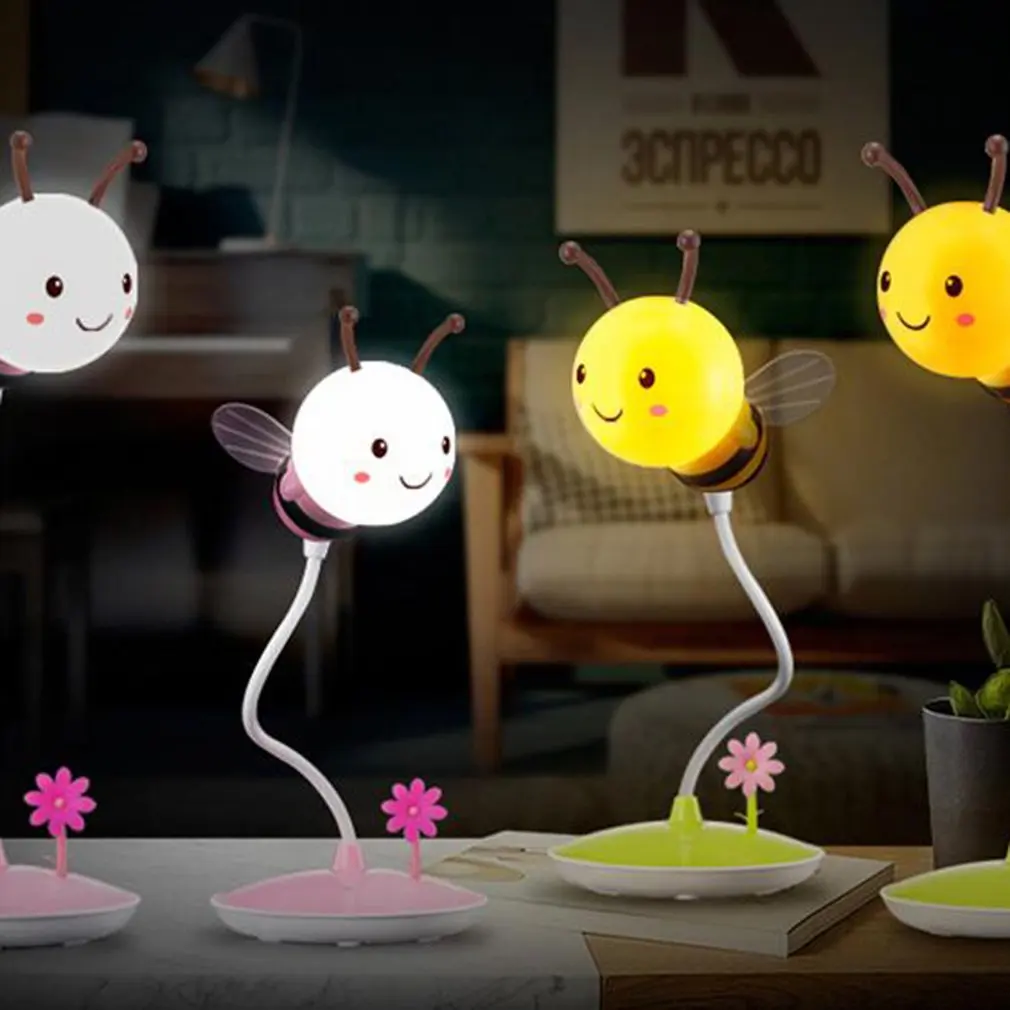 

3 Modes Design Cartoon Bee USB Rechargeable LED Touch Lamp Flexible Night Reading Light Eye Protective Lamp Sale