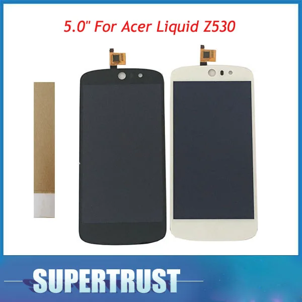 

1PC/Lot 5.0" For Acer Liquid Z530 LCD Display+Touch Screen Digitizer Assembly High quality Black White Color with tape