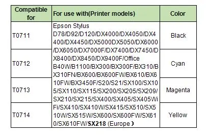 YOTAT совместимый картридж с чернилами T0711-T0714 для Epson Stylus D78/D92/D120/DX4000/DX4050/DX4400/ DX4450/DX5000DX5050/DX6000/DX6050