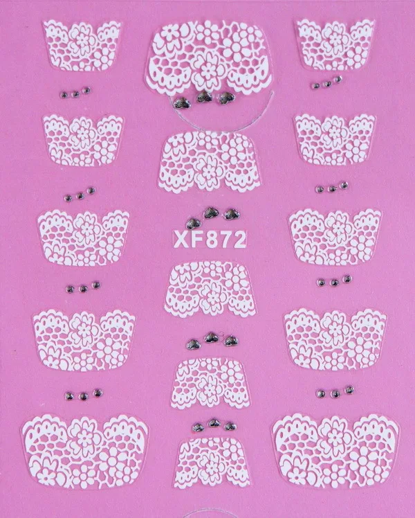 French style Sheet x3 set beautiful white flower 3D Design Tip Nail Art Sticker Decal Manicure Mix Color nail tools | Красота и