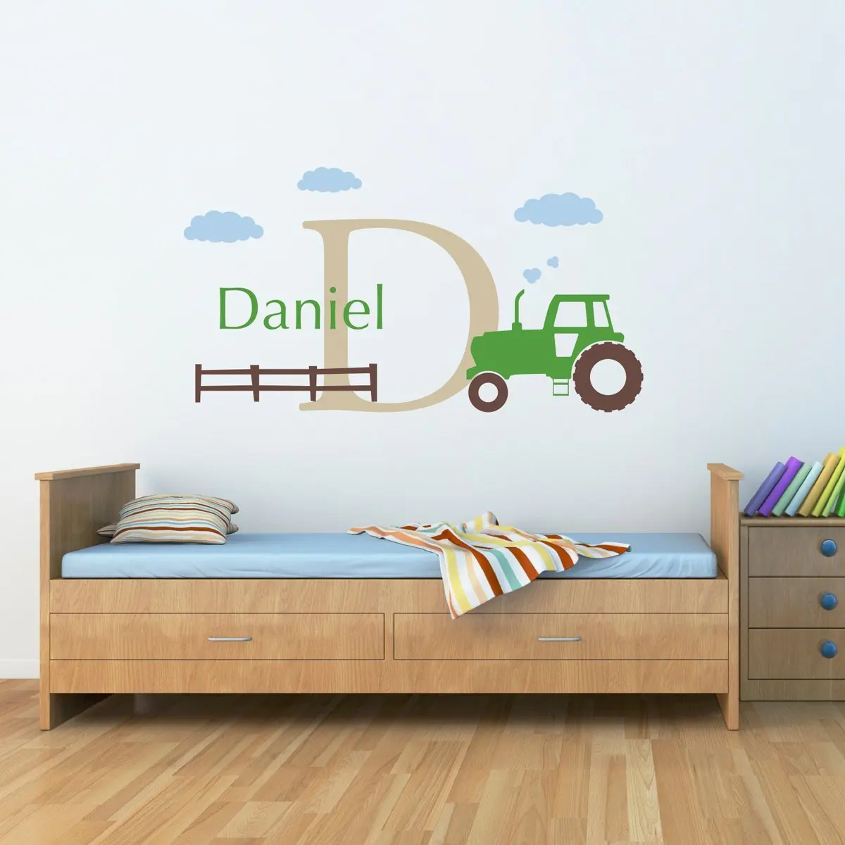 C205 Large Tractor Wall Decal Set Personalized Boys Name And Initial Aeproduct