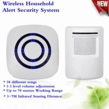 Беспроводной цифровой дверной звонок Добро пожаловать движения PIR Сенсор инфракрасный детектор индукции сигнализации 70 м охранных Водонепроницаемый 38 мелодии