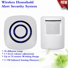 Wireless Digital Doorbell Welcome Motion PIR Sensor Infrared Detector Induction Alarm 70M Home Security Waterproof 38 ringtones