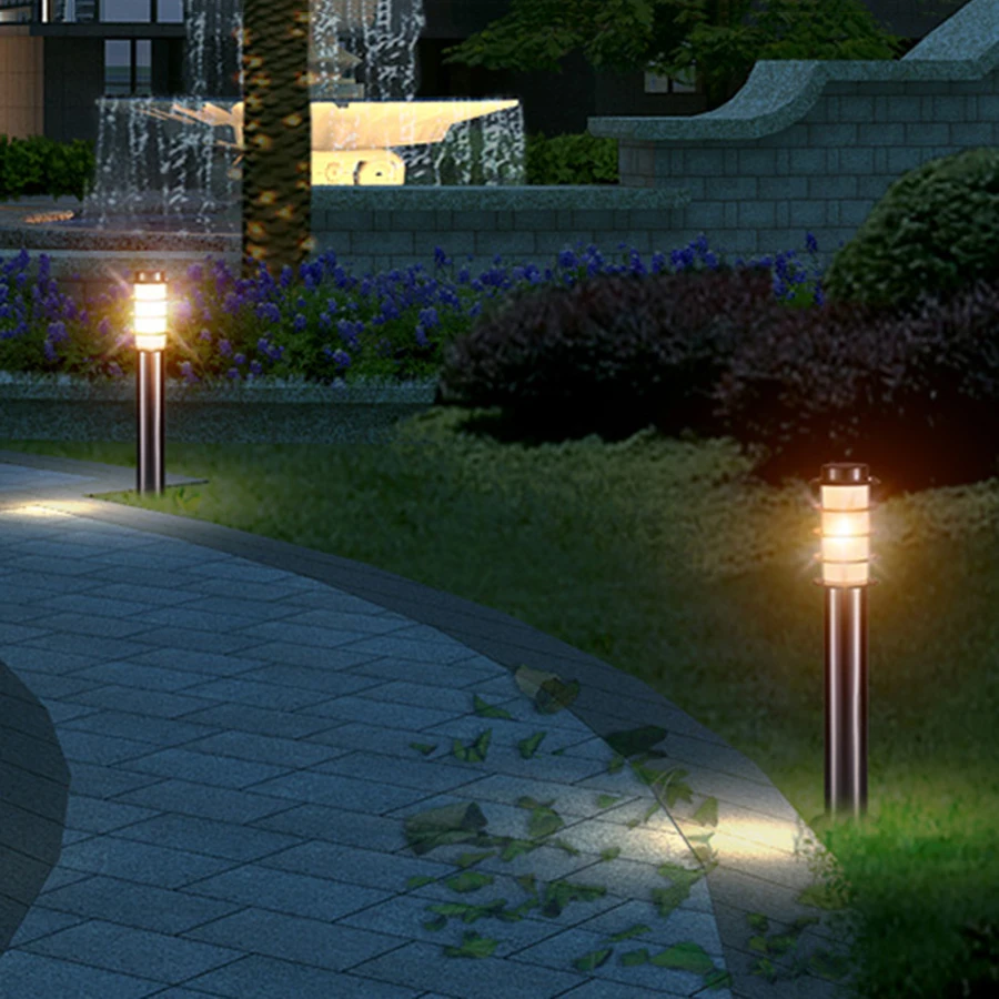 BEIAIDI E27 Outdoor Garden Lawn Light Waterproof Villa Park Pathway Pillar Lamp Stainless Steel Landscape Stand Pole Column Lamp
