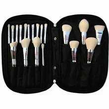 Professional 19pcs Makeup Brush Set Live Beauty Fully Silver Cosmetic Brushes Kit with Bag Face Eyes Makeup Collection