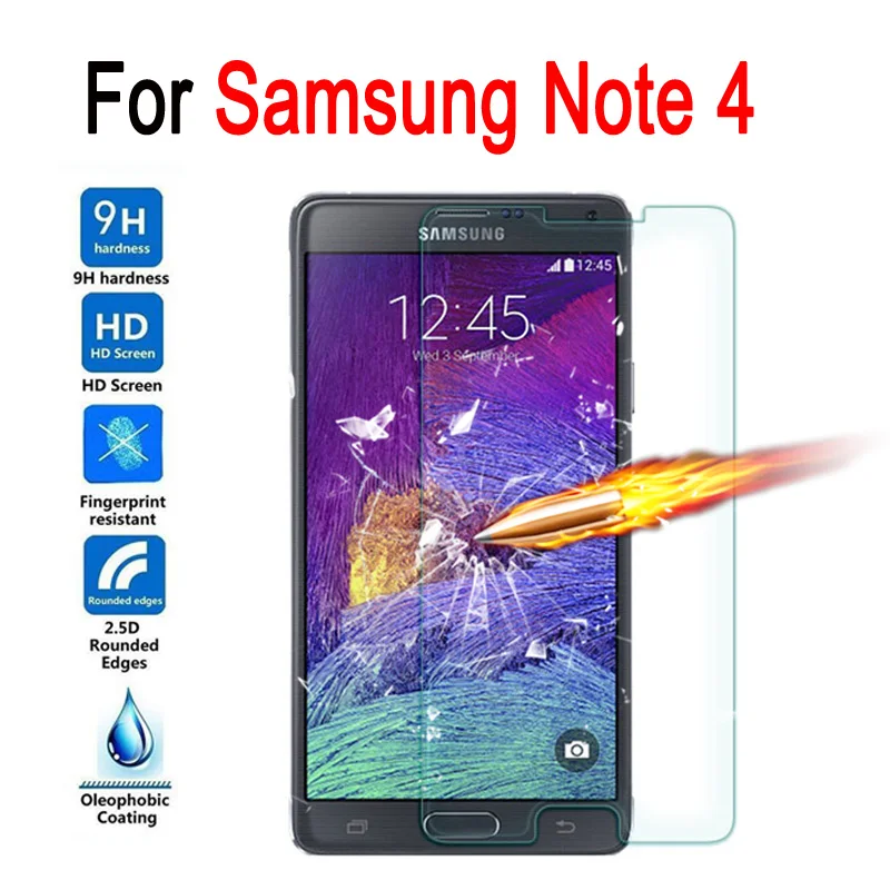 

For Samsung Galaxy Note4 N910F N910H N910C Tempered glass Screen Protector Cover On Samsung Galaxy Note 4 Protective Film Case