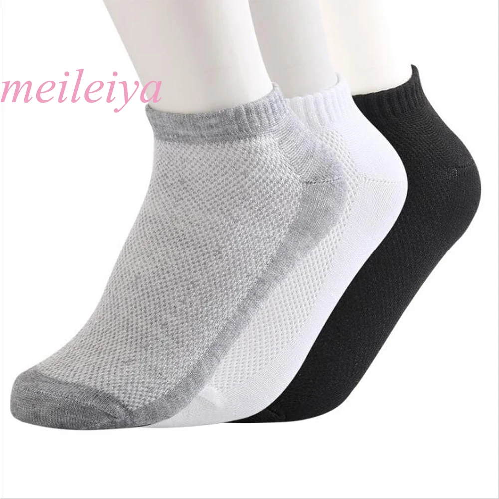 

MEILEIYA 5 Pairs/Bag New Socks To Ankle Quality Summer Mesh Slim Boat Socks For Girls For Men White Black Gray Color Short Socks