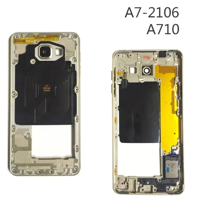 

Original A710F A7100 Middle Frame For Samsung GALAXY A7 2016 Single Version Mid Plate Metal Bezel Housing With Side Key Parts