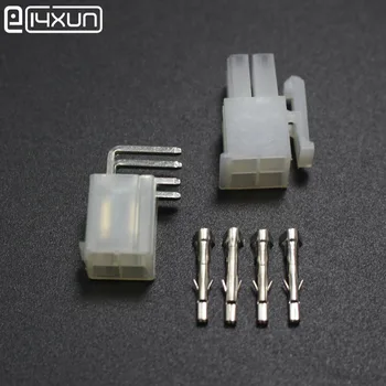 

5sets 5557 5569 4P Bend Pin Wire Terminals Electrical Connector 4.2mm 4Pin Right Angle Plug jack for Car Auto PC ATX