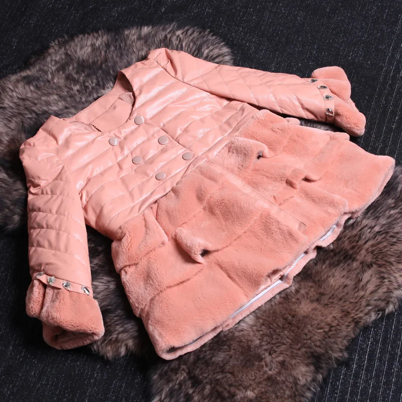 

Genuine leather clothing 2013 winter sheepskin rex rabbit hair fur women's genuine leather down coat