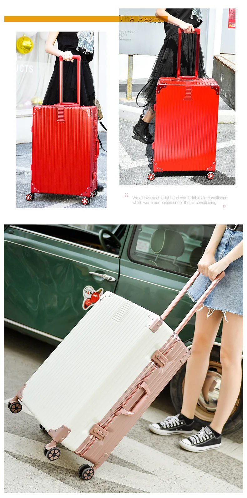 ZYJ Men Women Travel Trolley Luggages Hard Girls Aluminum Frame Alloy Business Rolling Airplane Luggage 20 24 29 Inch Suitcase (22)