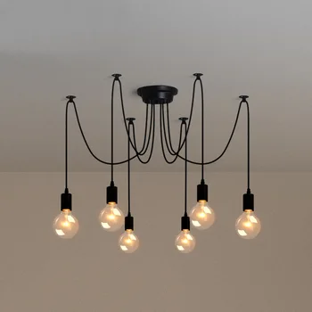 

Creative Electrical Wire Pendant Light With 8 heads Edison Bulb Pendant Lamp Vintage Spider Ceiling Lamps For Living Room E27