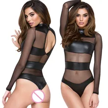 Сексуальное черное кожаное лоскутное облегающее эротическое женское белье в стиле «Baby Doll», сексуальное женское нижнее белье, сексуальное женское нижнее белье