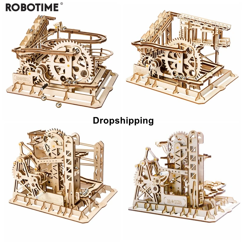 

Robotime Diy 4 Kinds Wooden Marble Run Blocks with Exquisite Package For Dropshipping